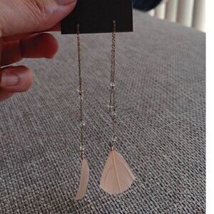 NWT EXPRESS Bohemian Style Feather Dangle Earrings- 5" long